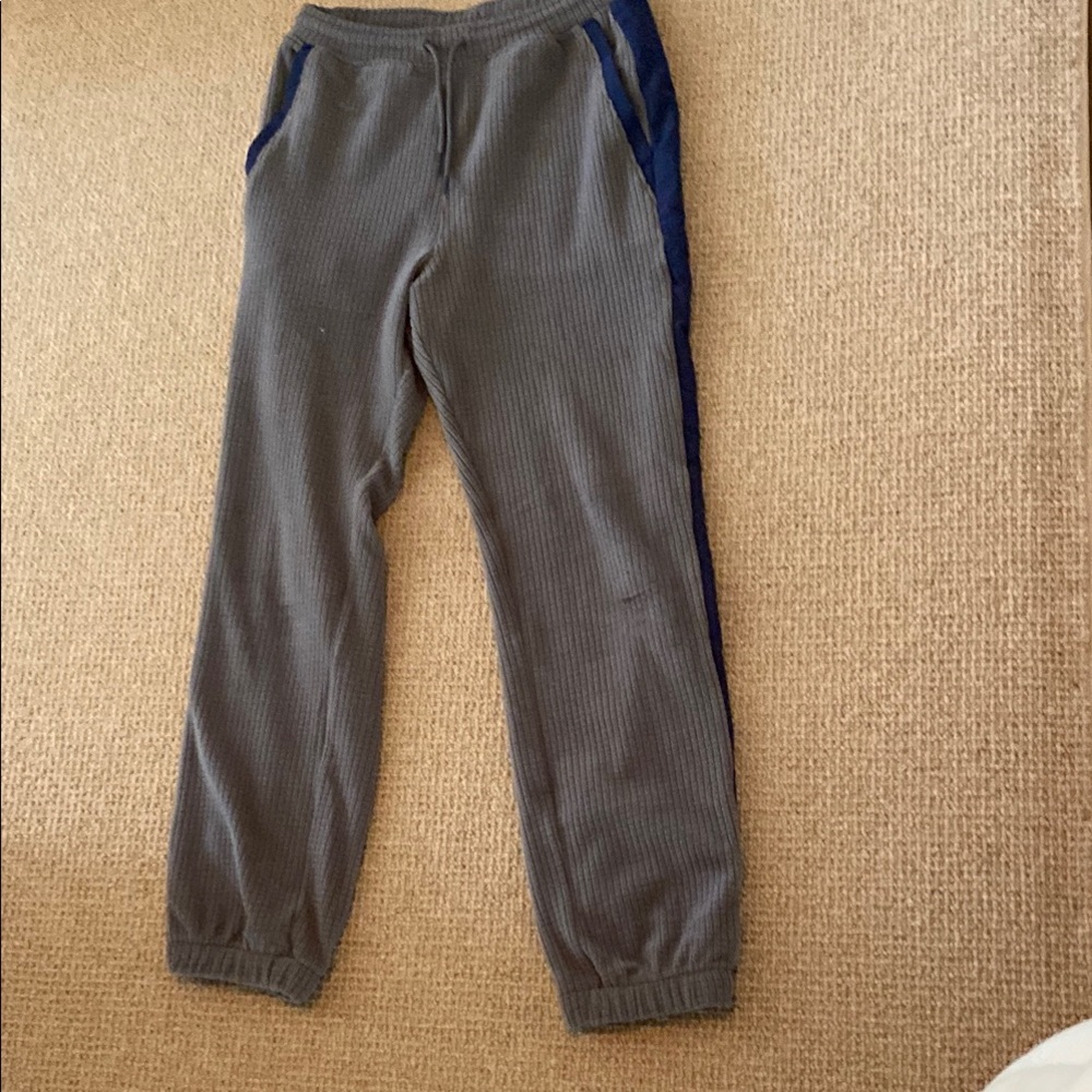 Boys Gray and Navy Side Stripe matching set (joggers and sweater).